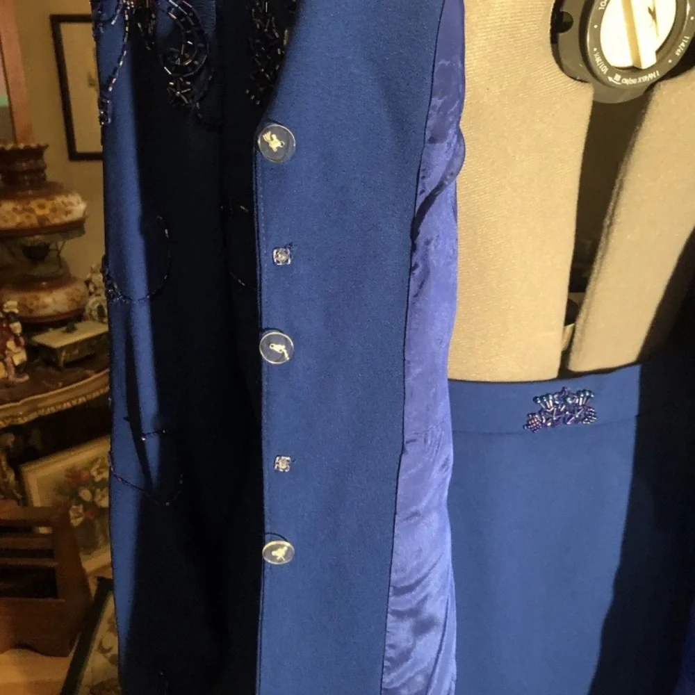 Dazzling Matching Jacket/skirt Set Ben Marc International Navy Blue S 18